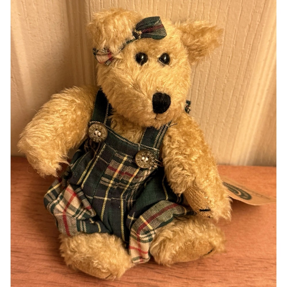 Boyds Bear "Becky" Archive Collection Green Plaid Jumper and Hair Bow Jointed 6"